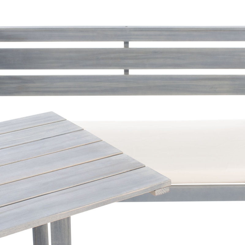 Vana Acacia 4 - Person Modular Patio Conversation Set with Cushions, Ash Gray Frame/White Cushion
