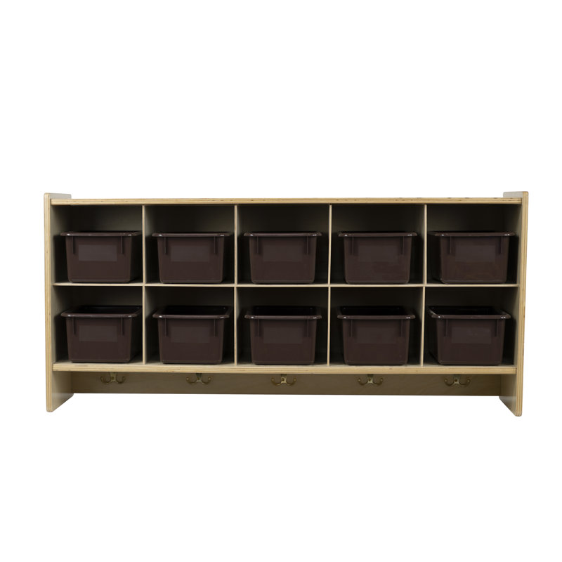 Casier en bois massif 10 compartiments, Brun