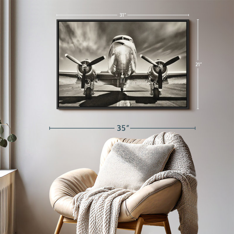 Impression sur toile rétro avion, H 21 po x l 31 po