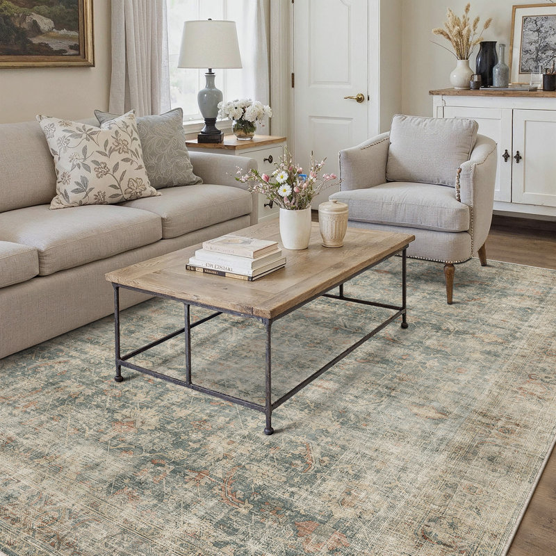 Tapis lavable rétro avec envers antidérapant Elias, Rectangulaire 3 pi x 5 pi