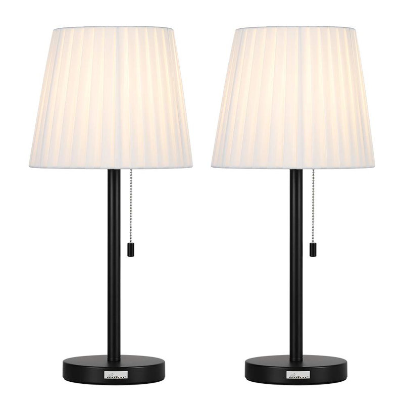 Metal Table Lamp, Black, White
