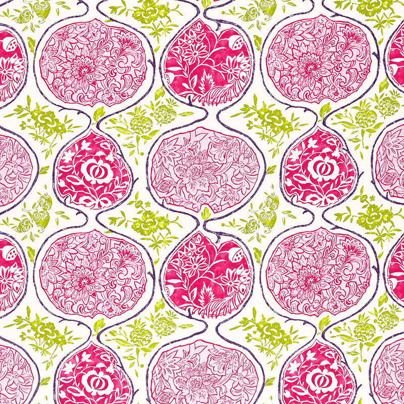 Tissu Katsugi, Fuchsia / chartreuse