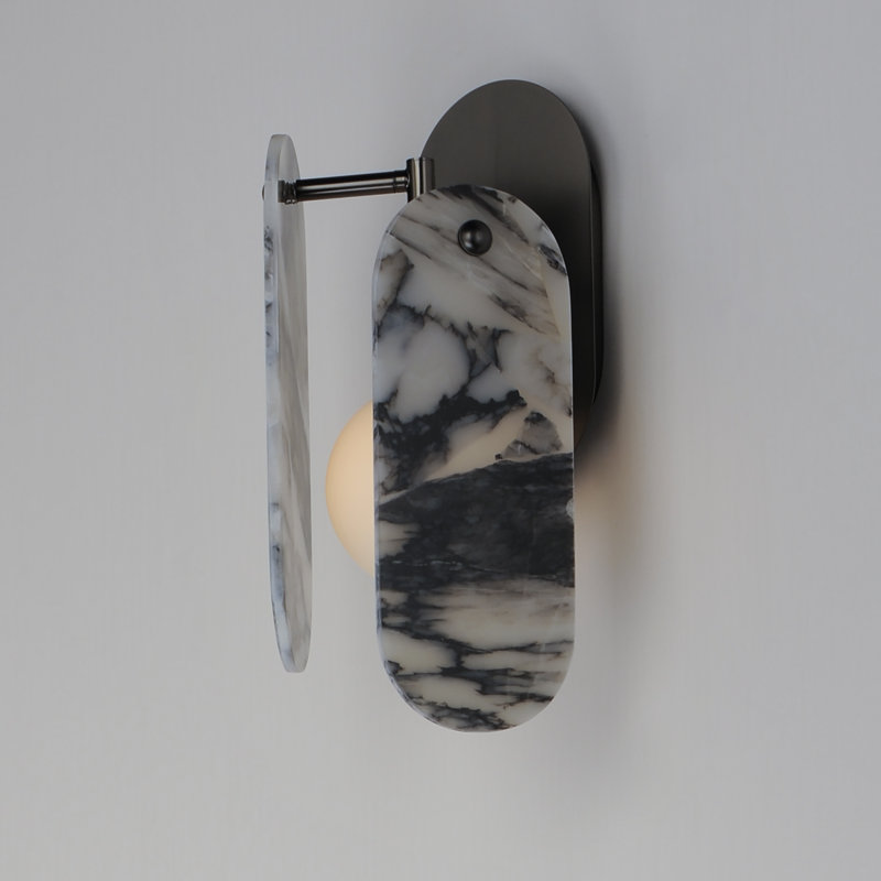 Megalith 1 - Light Armed Sconce, Gunmetal/Striae Arya