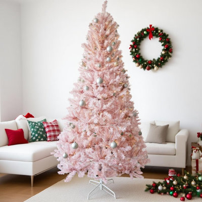 6.5 Ft Prelit Artificial Christmas Tree with 250 Warm White LED Lights & 818 Branches for Living Room Hallway Office