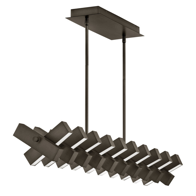 1 - Light Kitchen Island Rectangle Chandelier, Painted Black Oxide