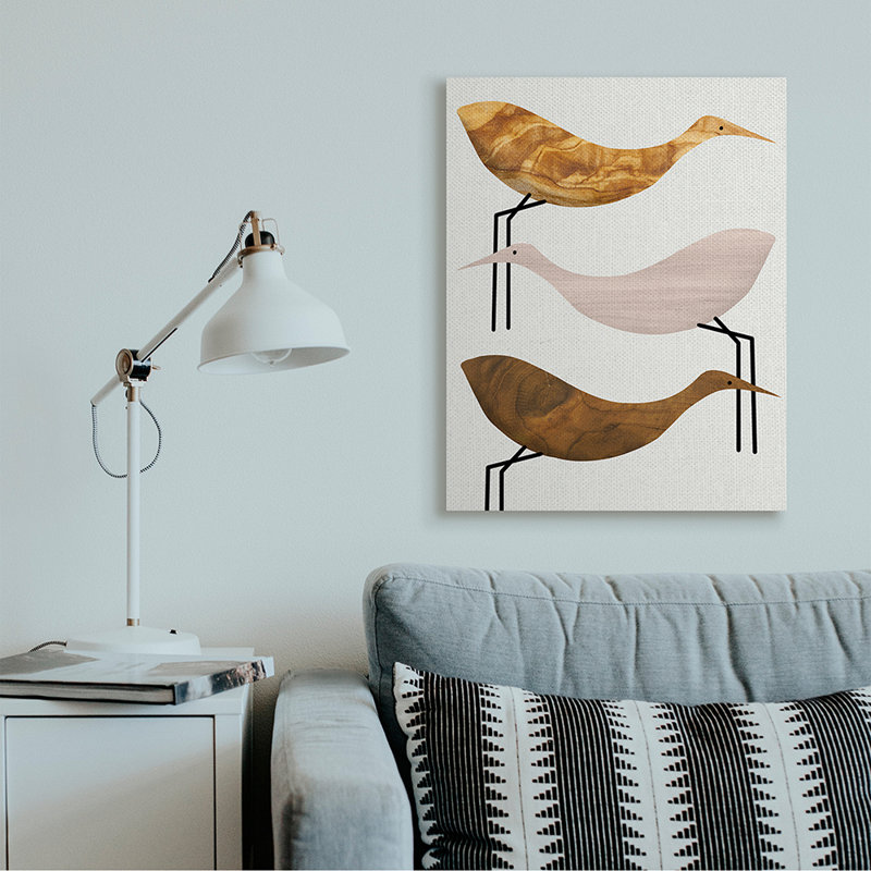 «Abstract Abstract Tree Storks Minimal Rustic Birds» par Daphne Polselli, reproduction d'art graphique, Toile tendue