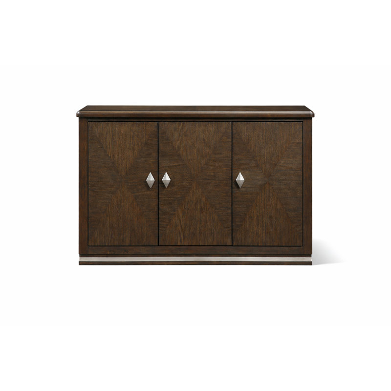 Claybourne 56" Modern Server with 3 Adjustable-Shelf Cabinets · Nickel Diamond Hardware · Wire-Brushed Oak Veneer