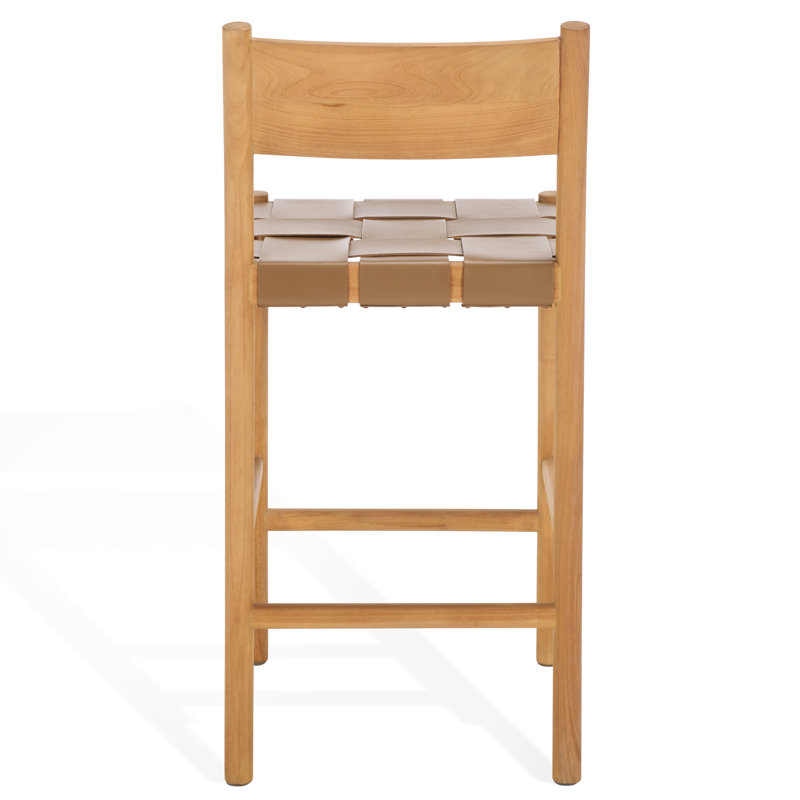 Devnie Woven Leather Counter Stool, Brown