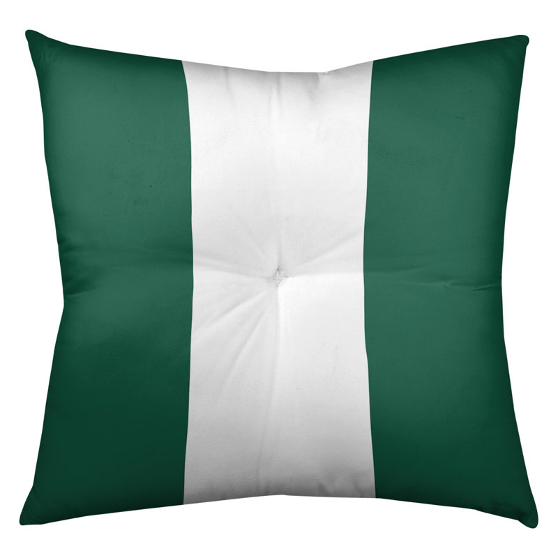  Tufted Floor Pillow, 26" x 26", Green/White