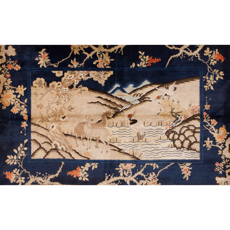Tapis ivoire antique en laine couloir Baotou