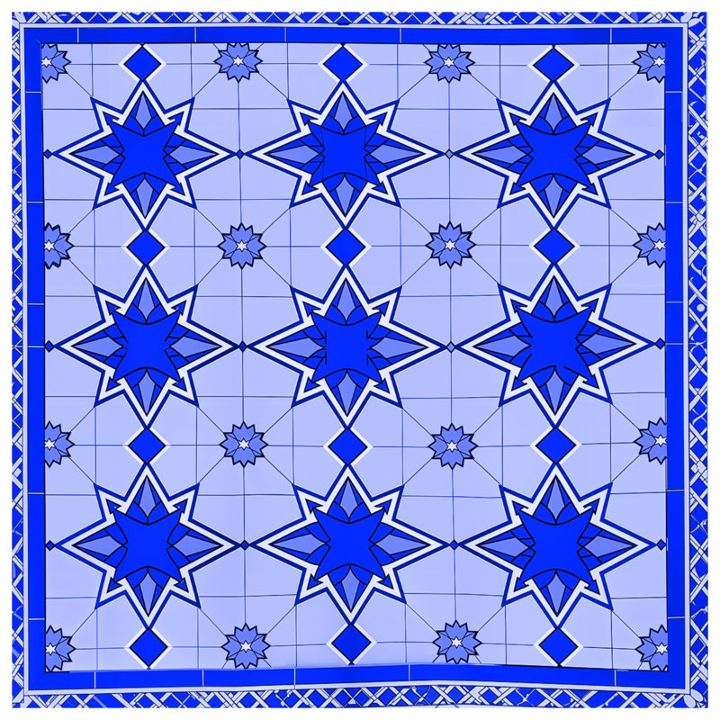 Édredon à motif géométrique bleu, Grand lit