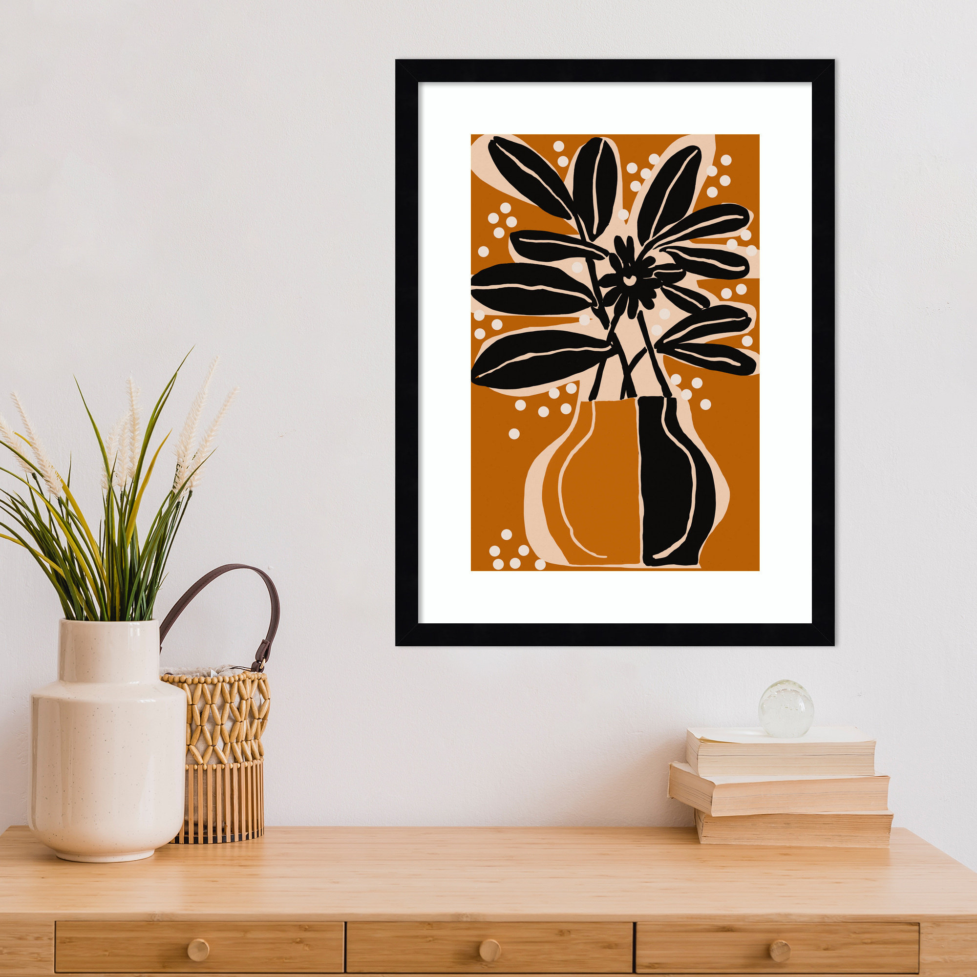 Ochre Still Life No 6 by Treechild Wood Framed Wall Art Print, 21" H x 16" W, Black