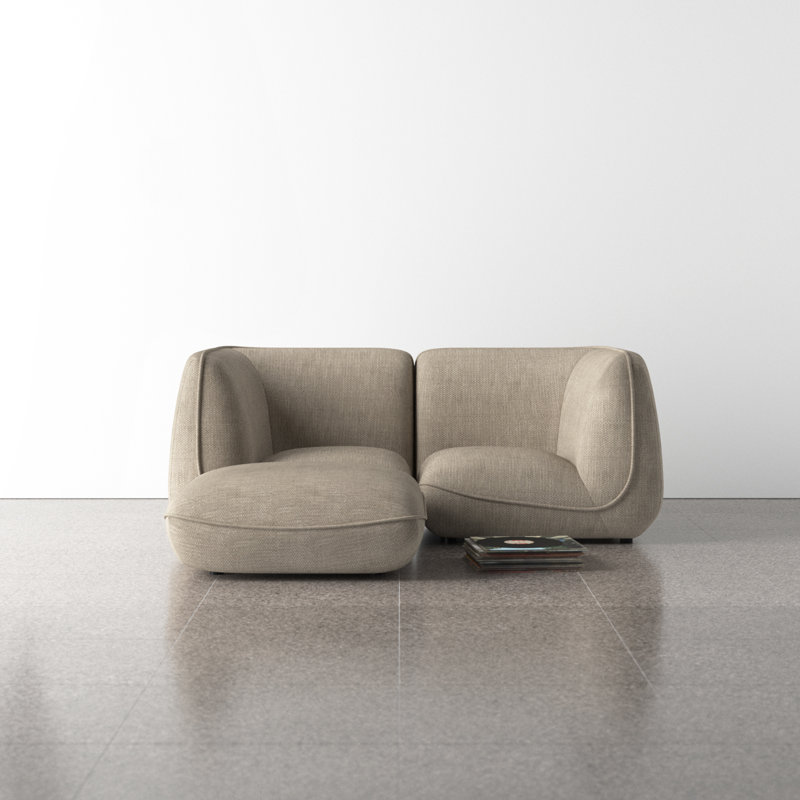 Douglass Upholstered L-Shaped Sectional Reversible, Speckled Pumice Basketweave