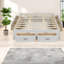 Lit plateforme spacieux avec tiroirs de rangement, blanc antique