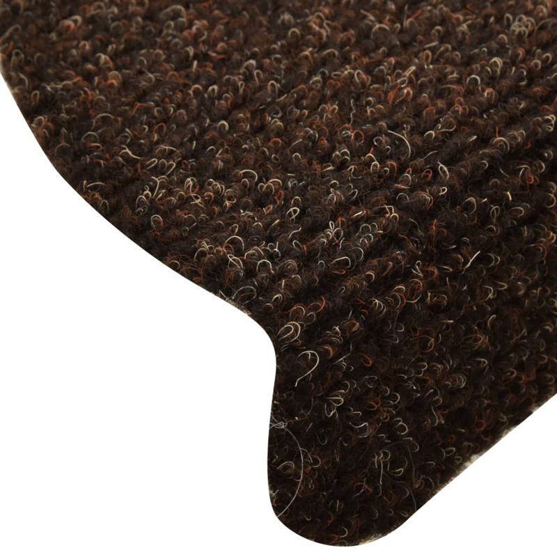 Argenys Self-adhesive Stair Mats Needle Punch, Semi-Circle 56cm x 17cm, Brown, 15 Pieces Included