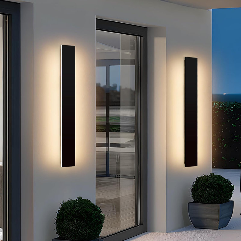39.4" Modern Black Waterproof LED Linear Outdoor Wall Sconce for Exterior Porch or Garden, 1.7" H x 39.4" W x 4.72" D