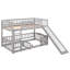 Lit superposé simple avec glissade, lit simple superposé simple avec clôture et échelle pour enfants adolescents gris