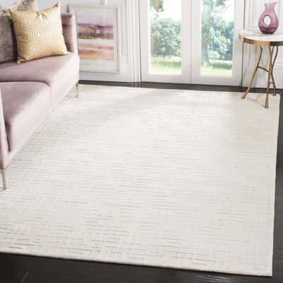 Tapis géométrique nacré / en laine / coton noué à la main Candie