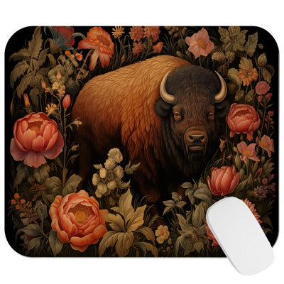 Animals William Morris Bison II Cottage Gaming Cute Office Laptop Desk Pad Gift Mat Square Rectangle Non-Slip Mousepad