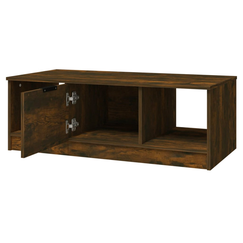 Jeffcott Solid Coffee Table with Storage, Smoked Oak