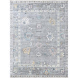 Wool Oriental Area Rug in Gray/Light Blue/Ivory