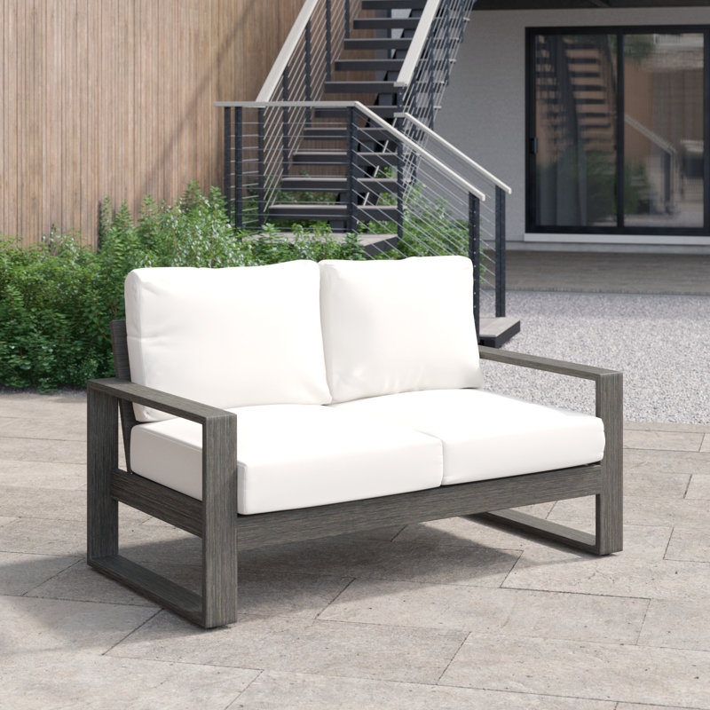 Causeuse d'extérieur avec coussins Toyea, Argent coulé Sunbrella®