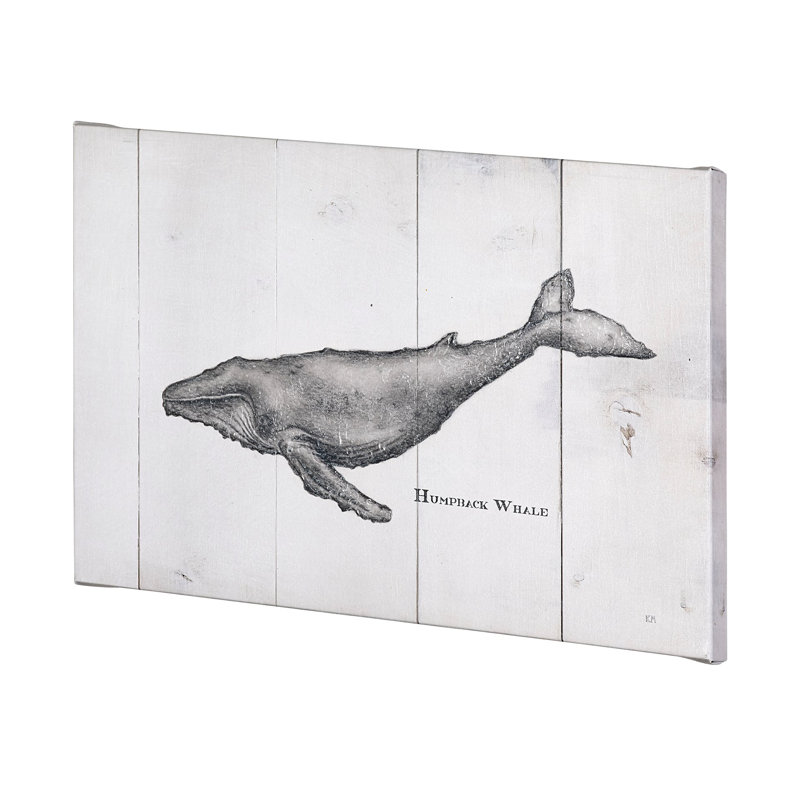 Humpback Whale a Hand Embelished Textured Canvas, 30" H x 50" W x 1.5" D