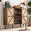 Oak Wine Cabinet With Extra Large Interior Space And Glass Holder 3d Printed Look Adjustable Rack