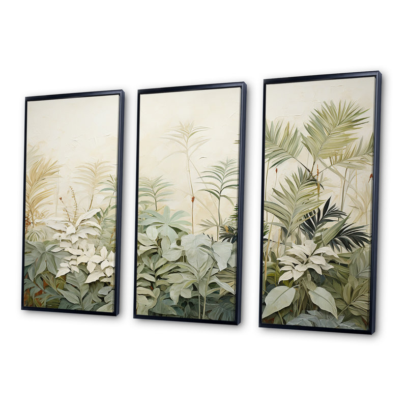 «Vintage Jungle Landscape I», ensemble d'art mural Jungle, H 40 po x l 60 po x P 1 po, Cadre flottant noir