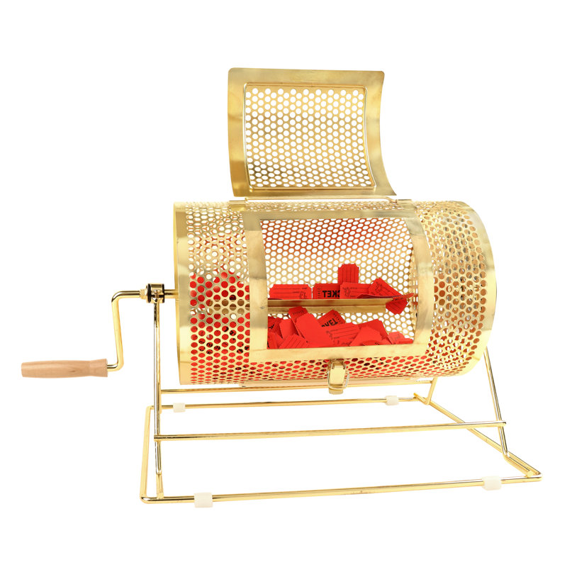 Petit tambour de tombola. Tambour de tirage au sort en laiton - Peut contenir 2 000 billets de tirage ou 80 balles de ping-pong