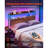 Headboard for Full Size Bed, with 2 Storage Shelves, LED Light, 3 Outlets, and 3 USB Ports, Sturdy and Stable Carbon Steel Frame Head Board with Charging Station, Adjustable Height, Black-1286098646-1286340911