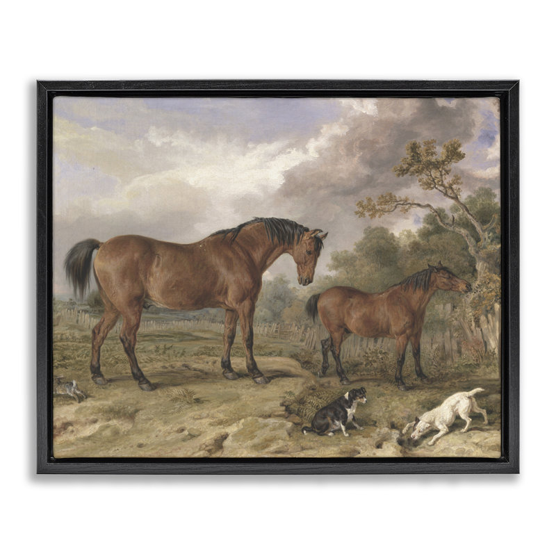 Cadre flottant Wild Dogs & Horses, par Corinne Haig, Cadre flottant noir de jais, H 17 po x l 21 po