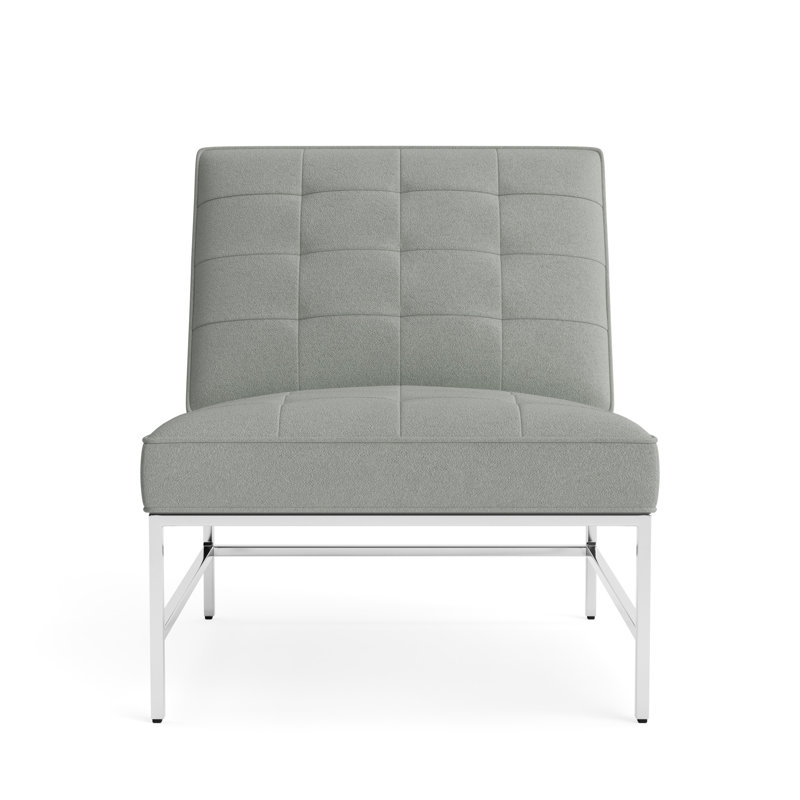 Major Chair, Performance Boucle - Mineral Green, Polished Stainless Steel