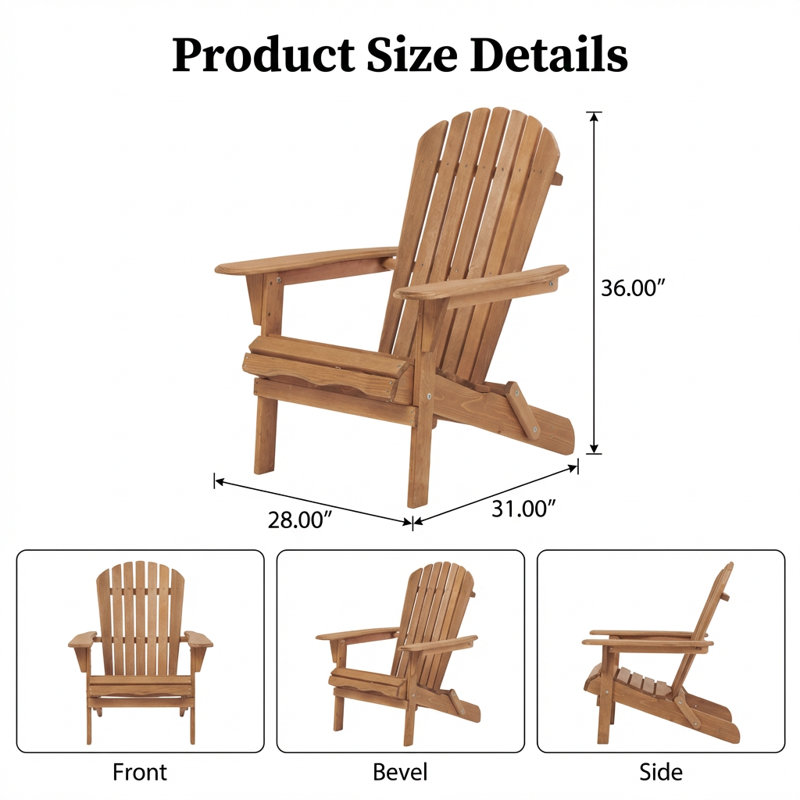 Ensemble de 2 chaises Adirondack pliantes en bois pour l'extérieur 