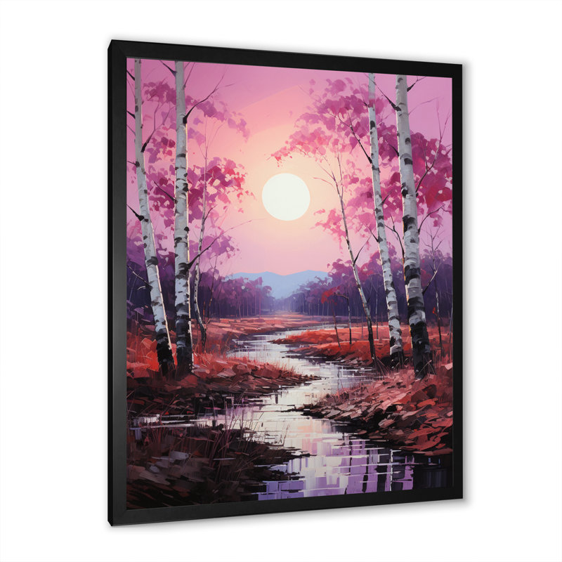 «Zehira Birch Woods Pink Symphony II», reproduction sur toile, H 40 po x l 30 po x P 1,5 po, Cadre photo noir