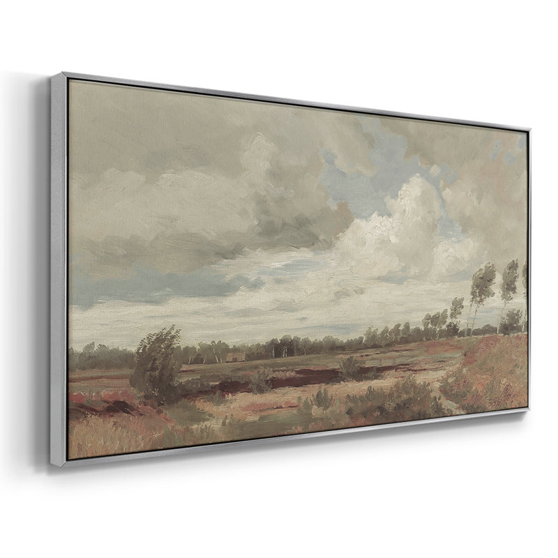 Landscape Series-DCCXCIII- Framed Gallery Wrapped Canvas -Ready to Hang, Silver, 17" H x 33" W
