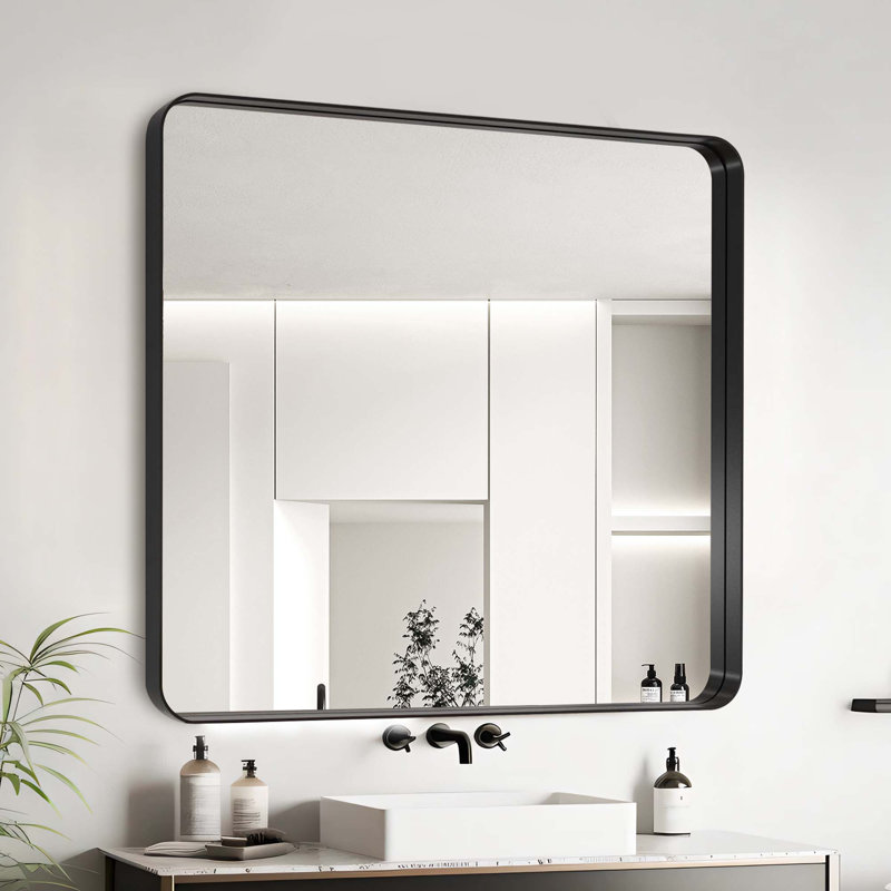 Miroir de salle de bain, Noir, Horizontale, 38 po x 38 po