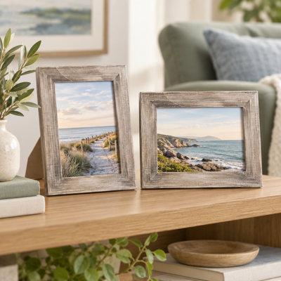 Cadre photo en bois mat de 16,8 cm (6,6 po), compatible avec les photos de 12,7 x 17,8 cm (5 x 7 po), pour affichage mural ou sur table - Lot de 2