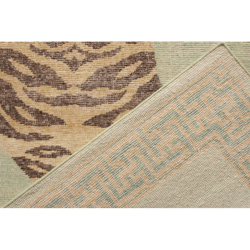 Distressed Homage Hand Knotted Wool Animal Print Area Rug, Runner 3' x 8'