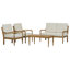 Ensemble de conversation 4 pièces avec coussins, ensemble de conversation d'extérieur en bois d'acacia