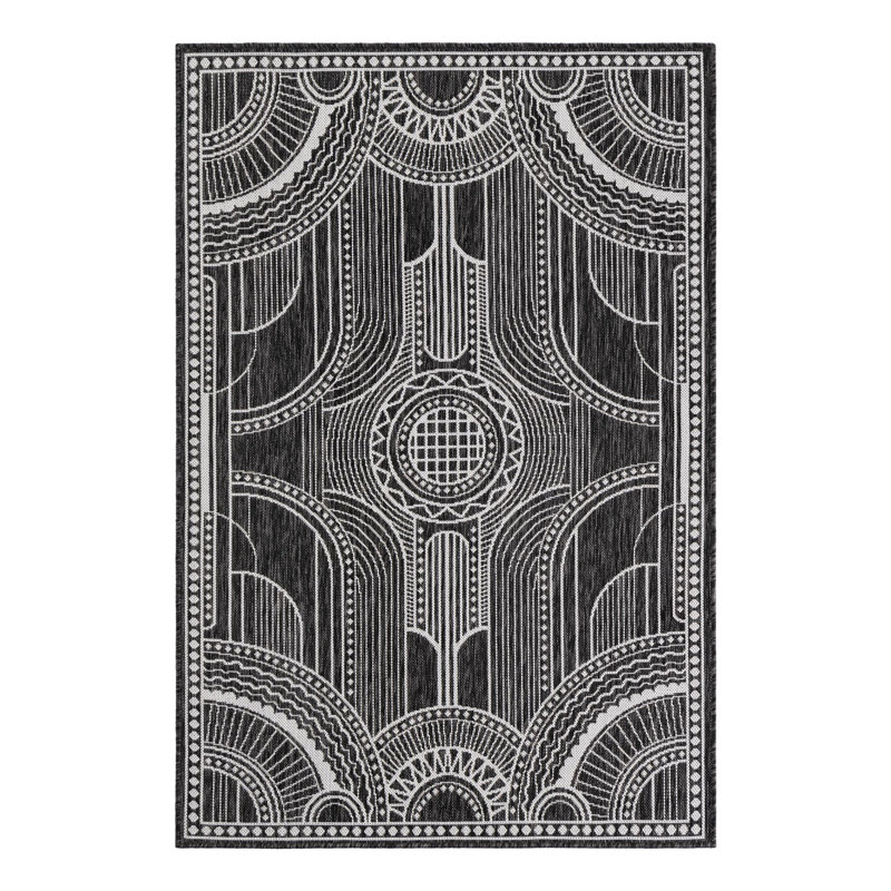 Tapis d'extérieur traditionnel intérieur / extérieur, Rectangle 4 pi 1 po x 6 pi 1 po