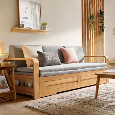 80.31" Gray Fabric Standard Sofabed cushion couch