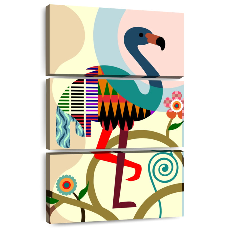 Motif flamant rose Brampt, H 45 po x l 28 po