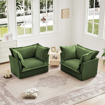 Ensemble de 2 fauteuils confortables pour différentes pièces avec coussins moelleux et tissu chenille