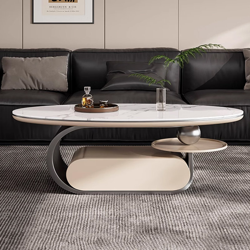 Luxury Minimalist Granite Slab Coffee Table, 19.68" H x 51.18" L x 27.55" W