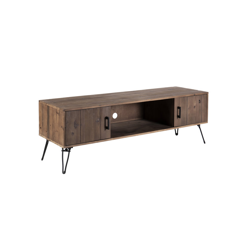 Industrial Reclaimed Wood Tv Stand With Storage Options - Solid Wood, Natural Color, Media Room, 60 In D X 18 W 20 H Finish, Living Depth Width Height