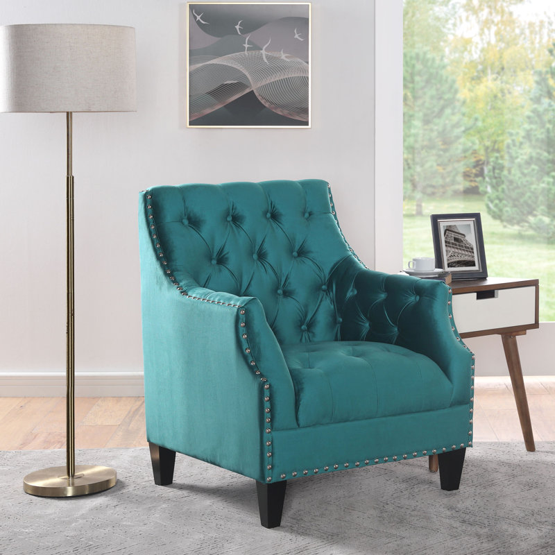 Fauteuil d'appoint Indrani, Mélange de polyester sarcelle