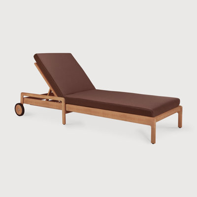 Jack outdoor adjustable lounger - teak - Burgundy fabric 216/84/34