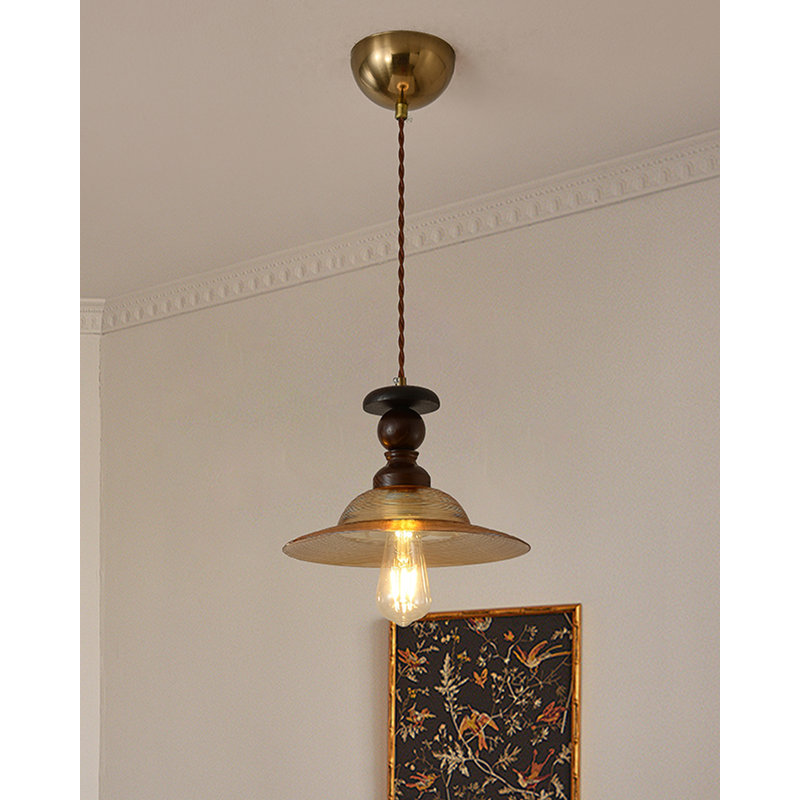 Luminaire suspendu en verre massif Mid-Century en verre texturé rétro, H 7,09 po x l 9,84 po x P 9,84 po, Une lumière