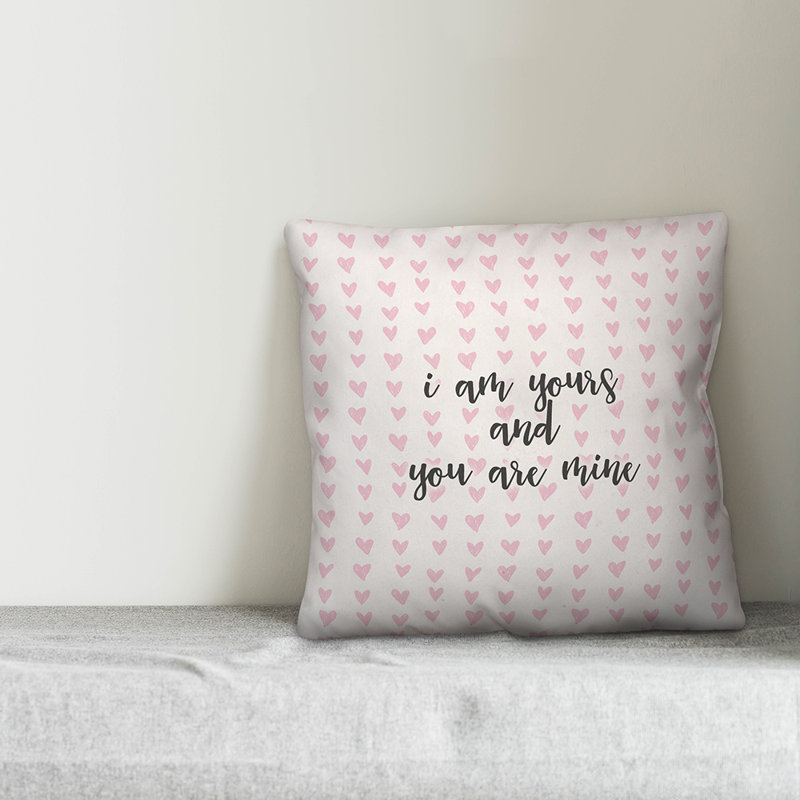  Coussin décoratif «I Am Yours And You Are Mine in Hearts», Coussin décoratif